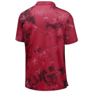 Mens Golf Shirts Print Polo Shirt Red Magenta M