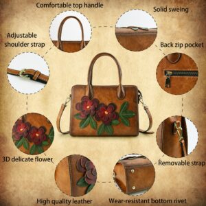 Handbags for Women Vintage Shoulder Bag Top Handle Satchel Ladies Crossbody Purse (Brown)