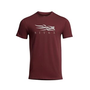 sitka gear men's pima cotton short sleeve lightweight everyday icon tee shirt, dark red, xl