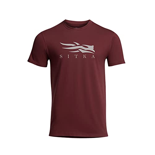 SITKA Gear Men's Pima Cotton Short Sleeve Lightweight Everyday Icon Tee Shirt, Dark Red, XL