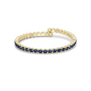 HOT JEWELRY BOX 14K Gold Plated Tennis Bracelet | Gold Bangle Jewelry Bracelets for Women | Aesthetic Accessories with Exquisite CZ and Adjustable Memory Wire for Easy Fit on Any Wrist size