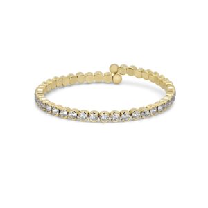 HOT JEWELRY BOX 14K Gold Plated Tennis Bracelet | Gold Bangle Jewelry Bracelets for Women | Aesthetic Accessories with Exquisite CZ and Adjustable Memory Wire for Easy Fit on Any Wrist size