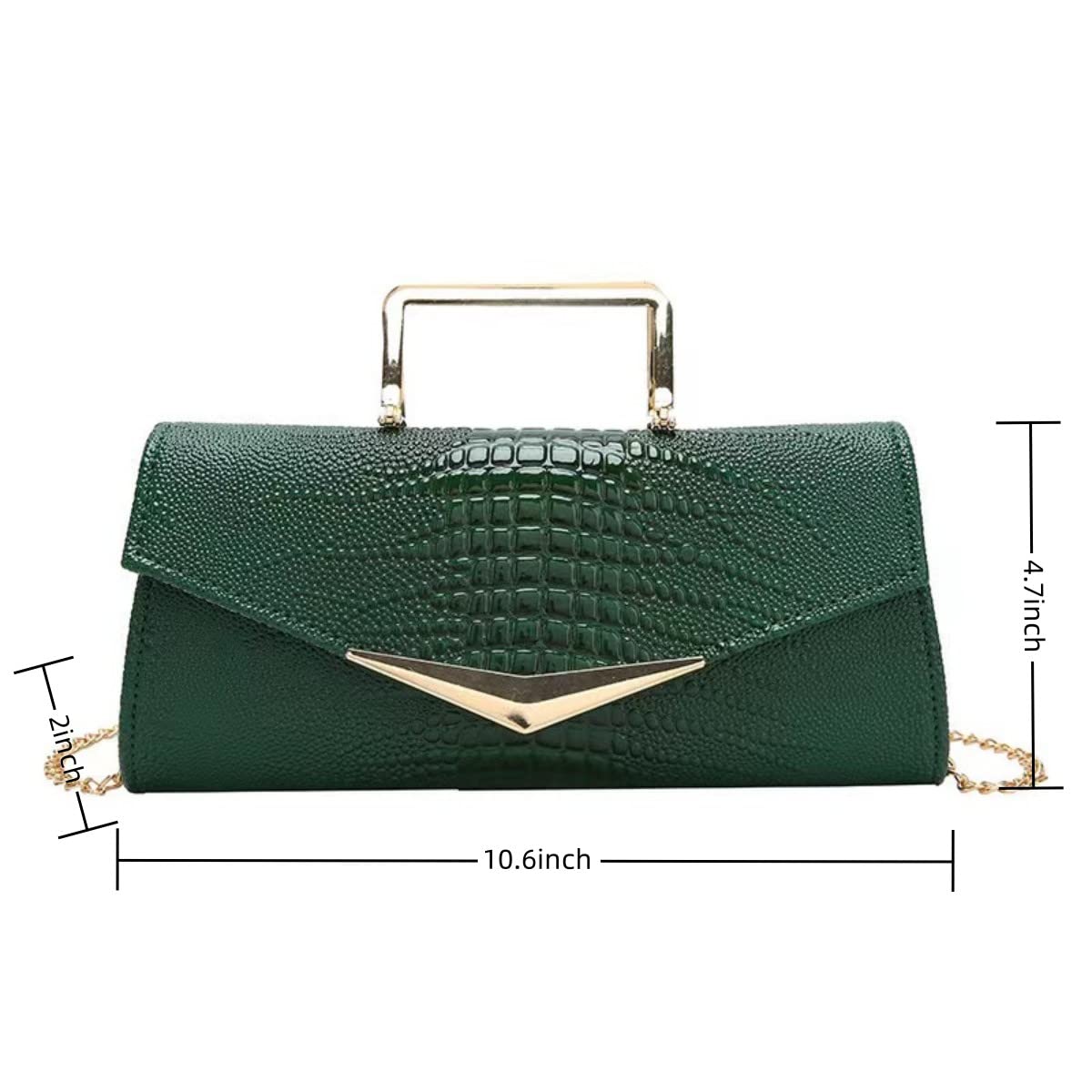 WIGUYUN Women Vegan Leather Evening Handbag Crocodile Pattern Handle Clutch Purse Cross Body Envelope Bag Khaki