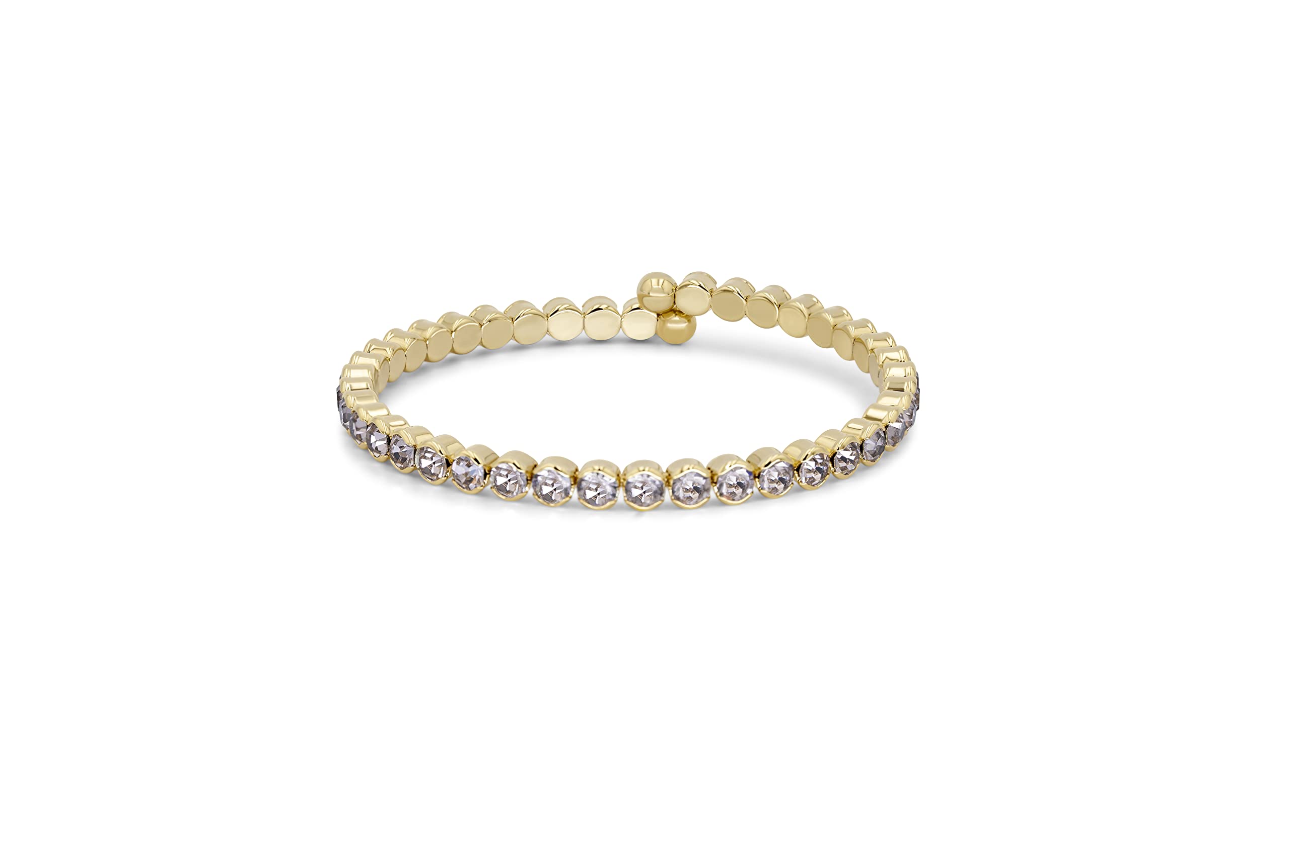 HOT JEWELRY BOX 14K Gold Plated Tennis Bracelet | Gold Bangle Jewelry Bracelets for Women | Aesthetic Accessories with Exquisite CZ and Adjustable Memory Wire for Easy Fit on Any Wrist size