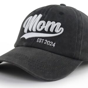 New Mom Gifts for Women, Funny Mom Est 2024 Hat, Adjustable Cotton 3D Embroidered Pregnancy Must Haves Baseball Cap, Mothers Day Birthday Gifts for Her Wife New Moms Pregnant Mama Friends Sister