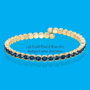 HOT JEWELRY BOX 14K Gold Plated Tennis Bracelet | Gold Bangle Jewelry Bracelets for Women | Aesthetic Accessories with Exquisite CZ and Adjustable Memory Wire for Easy Fit on Any Wrist size