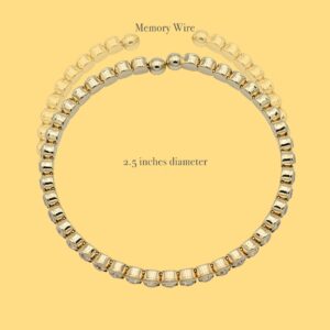 HOT JEWELRY BOX 14K Gold Plated Tennis Bracelet | Gold Bangle Jewelry Bracelets for Women | Aesthetic Accessories with Exquisite CZ and Adjustable Memory Wire for Easy Fit on Any Wrist size