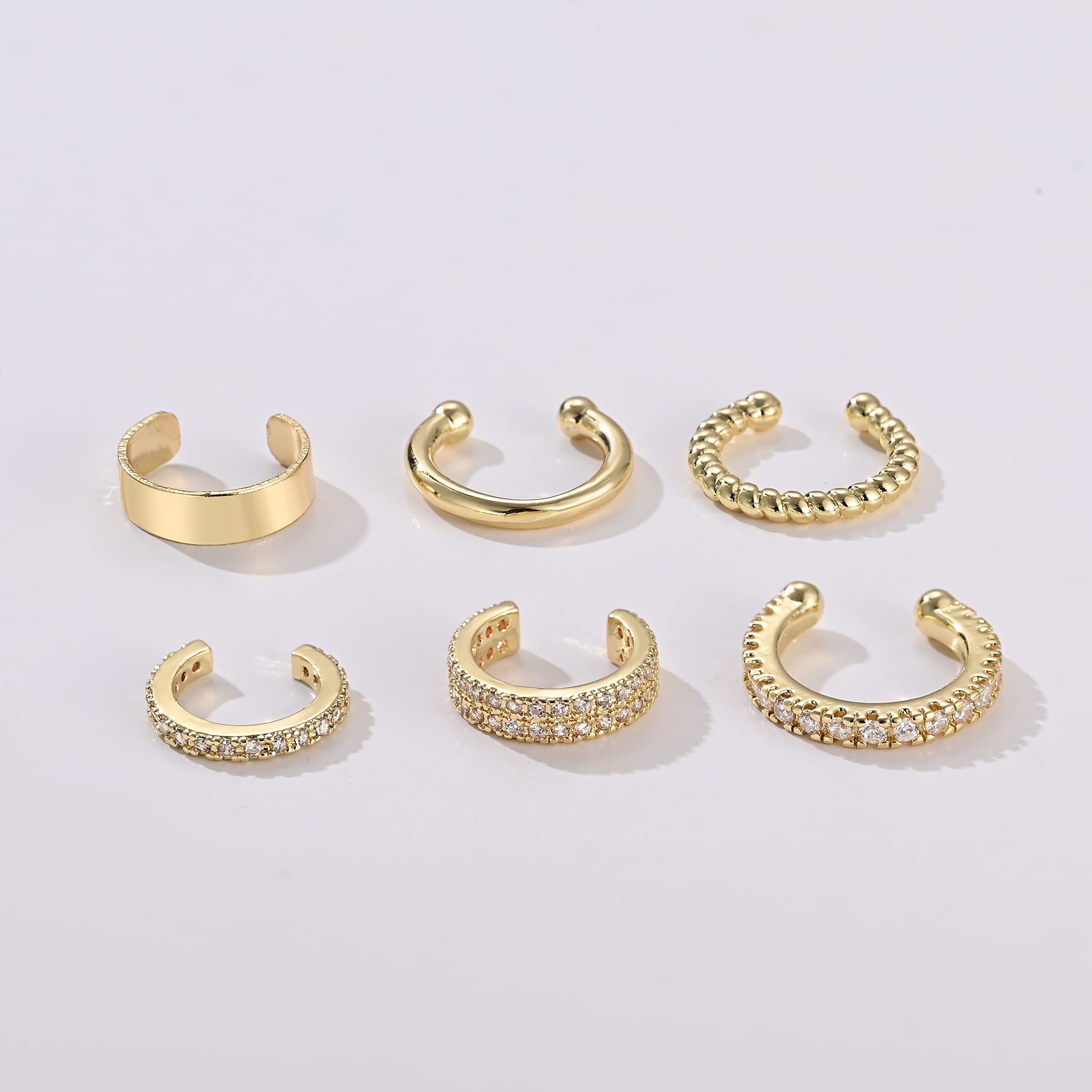 6Pcs Ear Cuff for Women 14K Gold Plated Cuff Earrings for Women Gold Ear Cuffs Non Pierced Ear Clips Cartilage Earring Women Jewelry (6Pcs Gold)