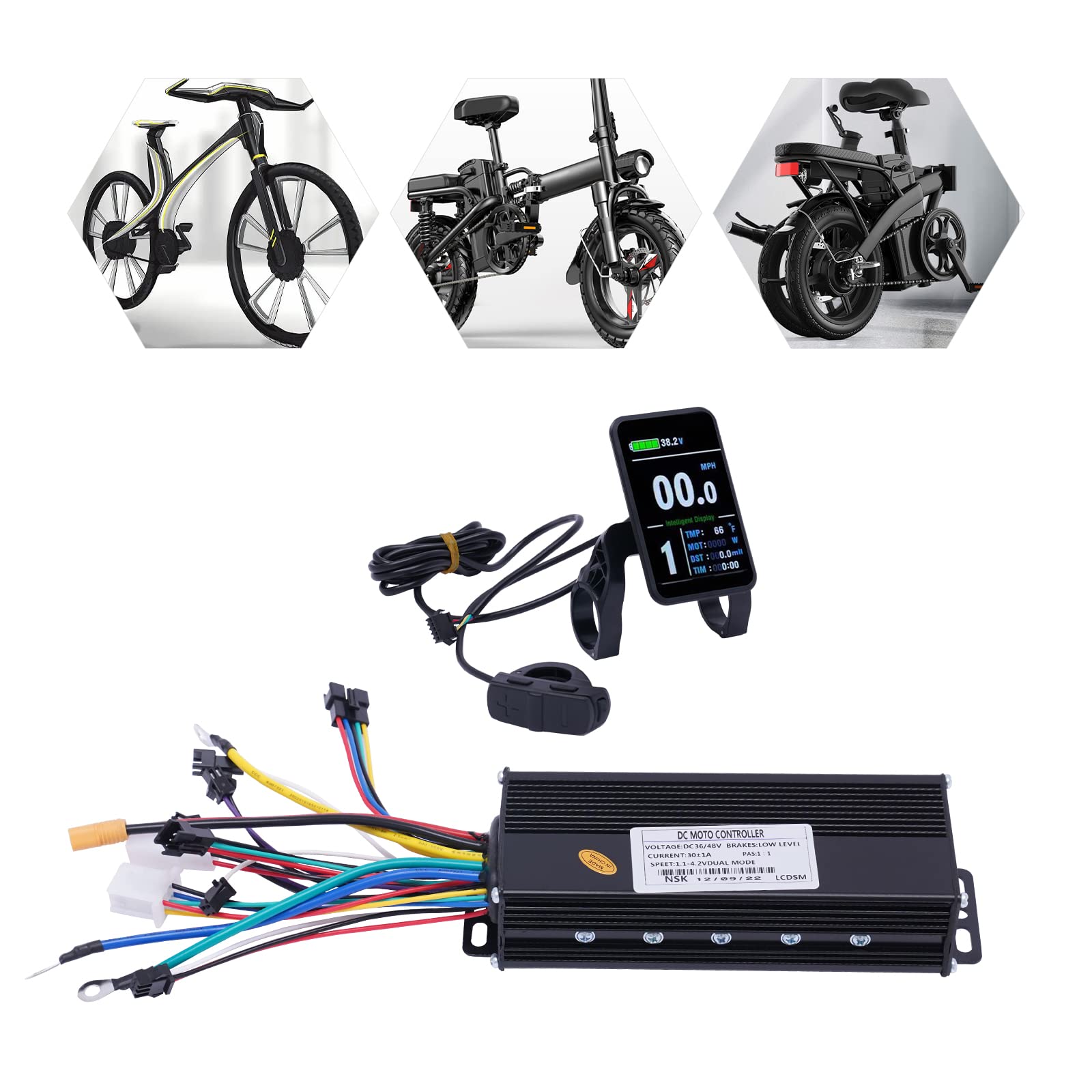 OCASAMI E-Bike Controller 48V 1200W Bicycle Brushless Motor Controller Kit, Electric Bicycle Motor Kit with LCD Display Color Screen Kit for Electric Bicycle Scooter DIY Part | US Stock