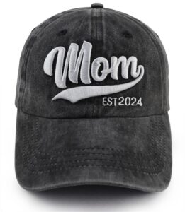 new mom gifts for women, funny mom est 2024 hat, adjustable cotton 3d embroidered pregnancy must haves baseball cap, mothers day birthday gifts for her wife new moms pregnant mama friends sister