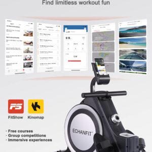 ECHANFIT Magnetic Rowing Machine for Home use，Foldable Rower Whit 350 LB Weight Capacity 16 Levels，Rower Machine Whit Adjustable Resistance LCD Monitor and Tablet Holder