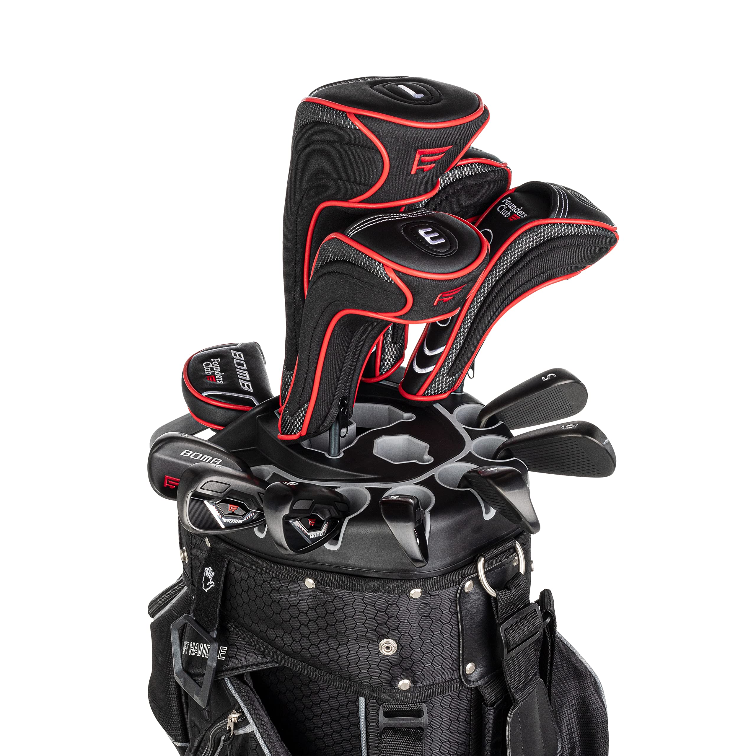 Founders Club Bomb Men's Golf Club Set with 14 Way Organizer Golf Black Bag Right Hand (Steel Regular)