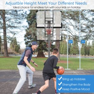 Goplus Portable Basketball Hoop Outdoor, 64’’-79’’ Poolside Basketball Goal Height Adjustable w/2 Wheels, Shatterproof Board, Fillable Base, Waterproof Basketball Stand for Kids Teenagers Youth