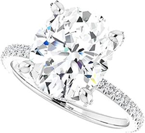 moissanite gems 3 ct oval moissanite engagement ring colorless vvs1 10k 14k 18k white gold & 925 sterling diamond ring anniversary wedding bridal ring set wedding gift for her