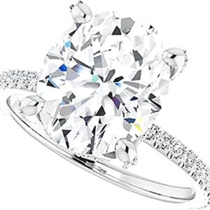 Moissanite Gems 3 CT Oval Moissanite Engagement Ring Colorless VVS1 10K 14K 18K White Gold & 925 Sterling Diamond Ring Anniversary Wedding Bridal Ring Set Wedding Gift for Her