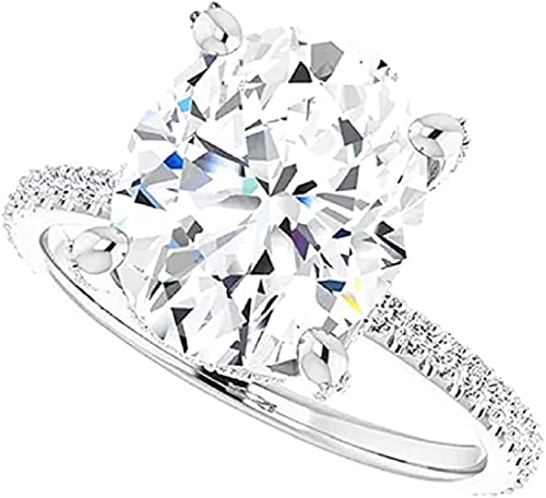 Moissanite Gems 3 CT Oval Moissanite Engagement Ring Colorless VVS1 10K 14K 18K White Gold & 925 Sterling Diamond Ring Anniversary Wedding Bridal Ring Set Wedding Gift for Her