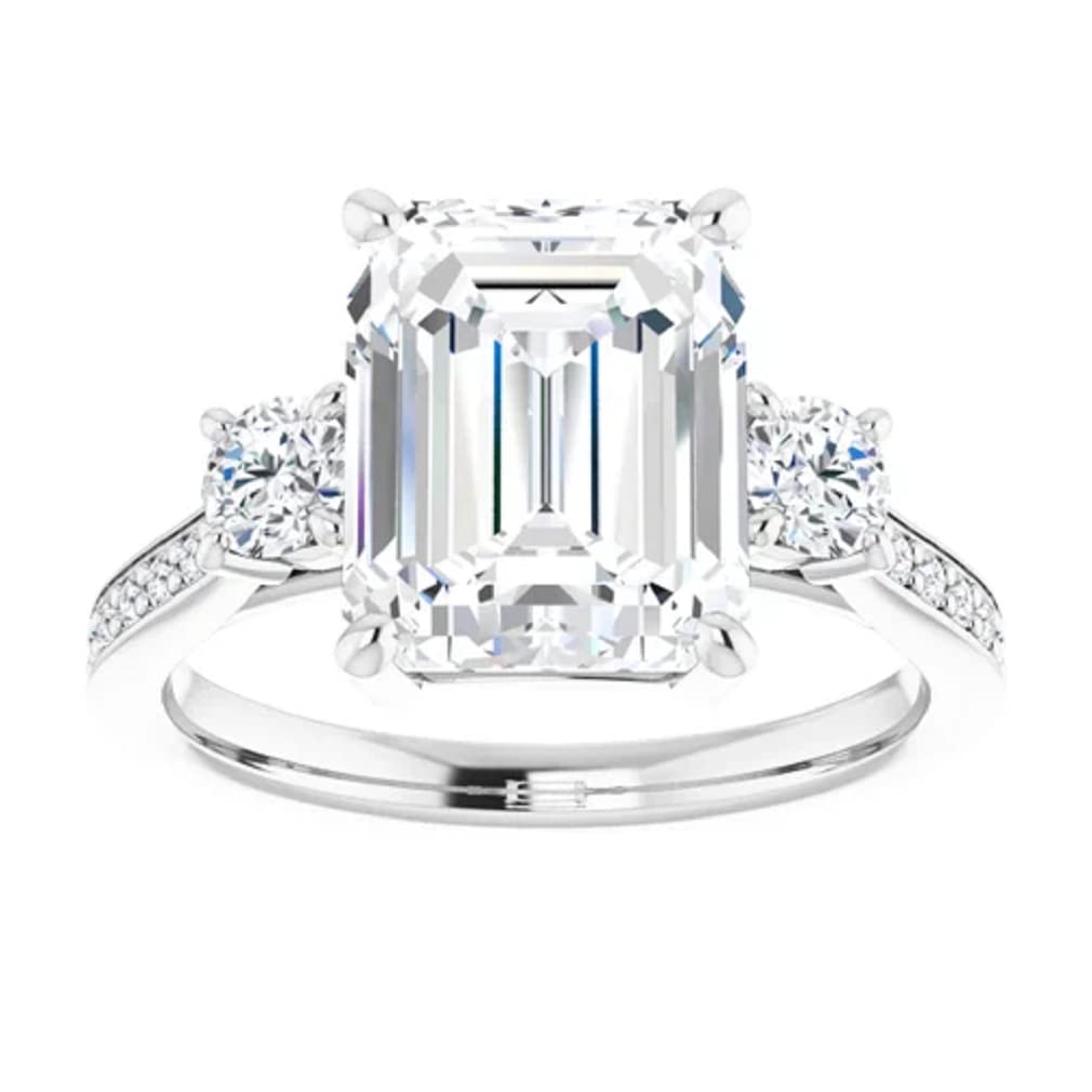 925 Silver, 10K/14K/18K Solid Gold Moissanite Engagement Ring, 3.0 CT Emerald Cut Handmade Solitaire Ring, Diamond Wedding Ring for Women/Her Anniversary Ring, Birthday Gifts, VVS1 Colorless Ring