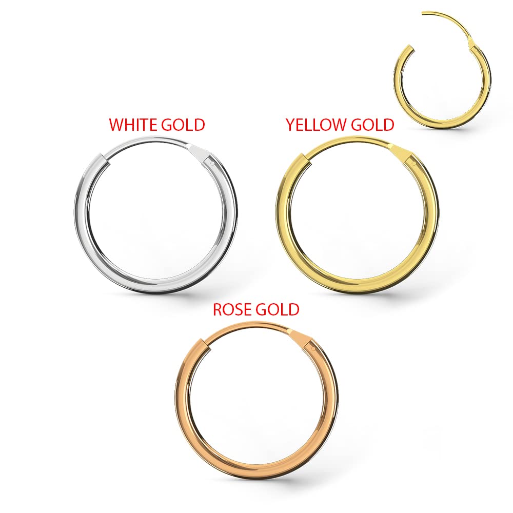 14K Solid Yellow Gold Hinged Segment Nose Ring Ring - Solid Gold Nose Ring- Septum Ring - 18 Gauge - 6mm Diameter Clicker Nose Ring Jewelry