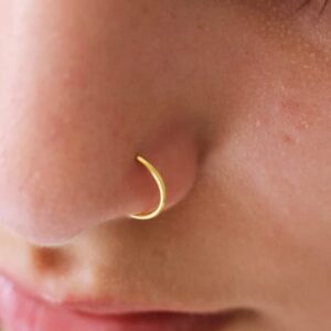 14K Solid Yellow Gold Hinged Segment Nose Ring Ring - Solid Gold Nose Ring- Septum Ring - 18 Gauge - 6mm Diameter Clicker Nose Ring Jewelry