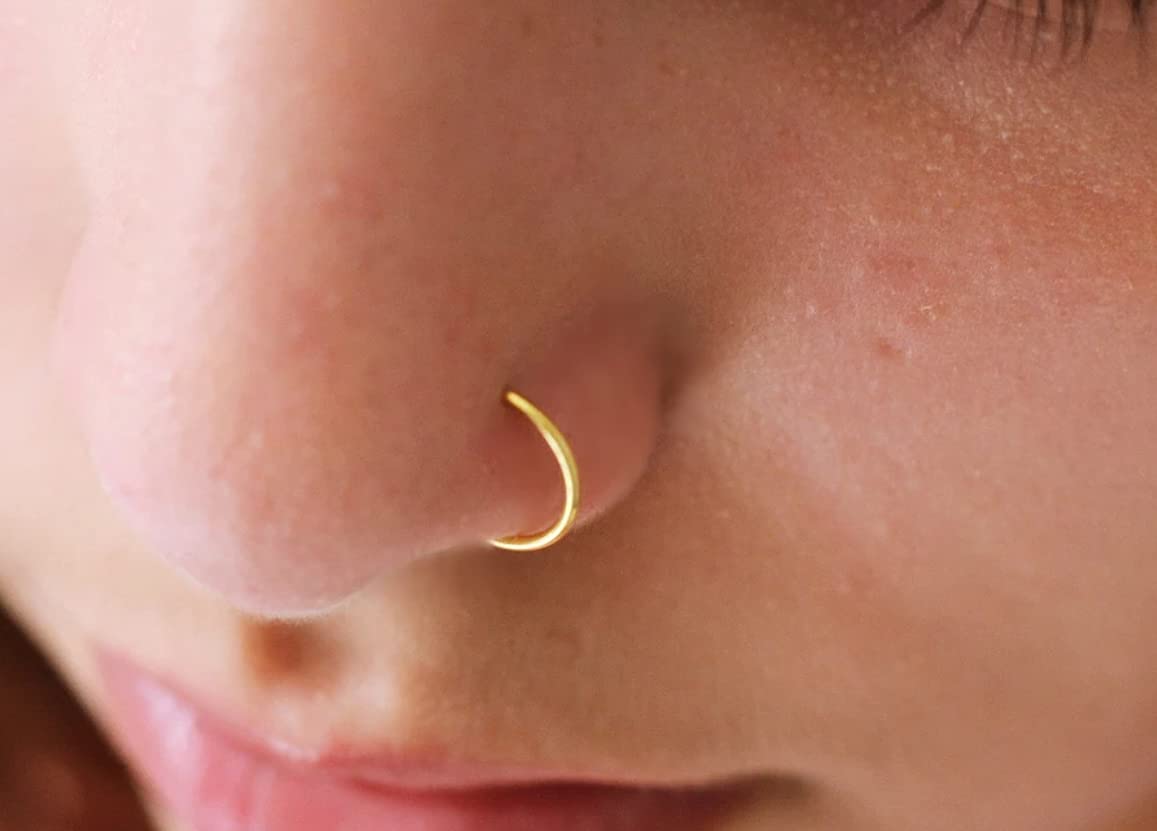 14K Solid Yellow Gold Hinged Segment Nose Ring Ring - Solid Gold Nose Ring- Septum Ring - 18 Gauge - 6mm Diameter Clicker Nose Ring Jewelry