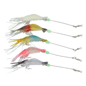 KUIDAMOS Fishing Lures, Fluorescent 5 Colors 10Pcs Soft Soft Shrimp Fishing Tackle for Freshwater Saltwater