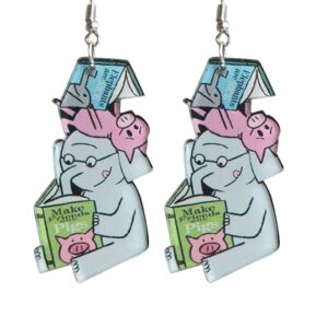 funny acrylic teacher student animal drop dangle earrings cat dog elephant for teachers, educators, librarians gradution reading events back to school jewelry-c