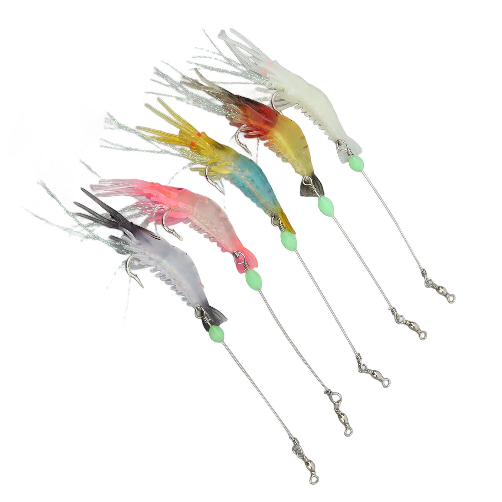 KUIDAMOS Fishing Lures, Fluorescent 5 Colors 10Pcs Soft Soft Shrimp Fishing Tackle for Freshwater Saltwater