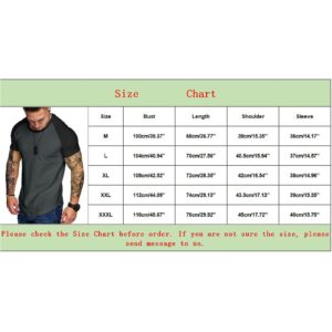 JSFOIRYROU Gym Workout T-Shirt for Men Pleated Raglan Short Sleeve Base Layer Muscle Bodybuilding Fitness Cotton Tee Tops (Dark Grey,X-Large)