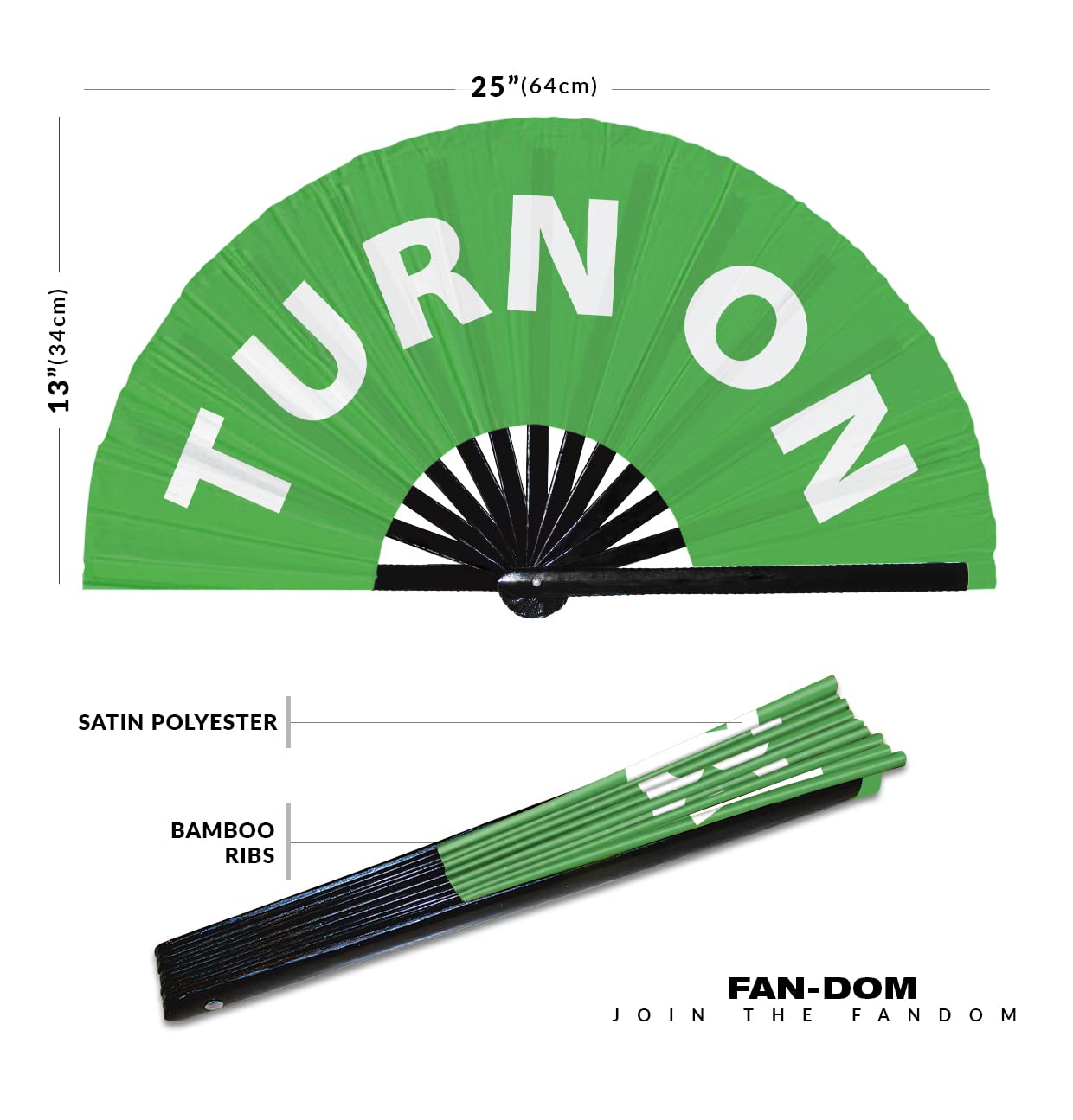 Turn On hand fan foldable bamboo circuit hand fan funny gag slang words expressions statement gifts Festival accessories Rave handheld Circuit event fan Clack fans (Green)