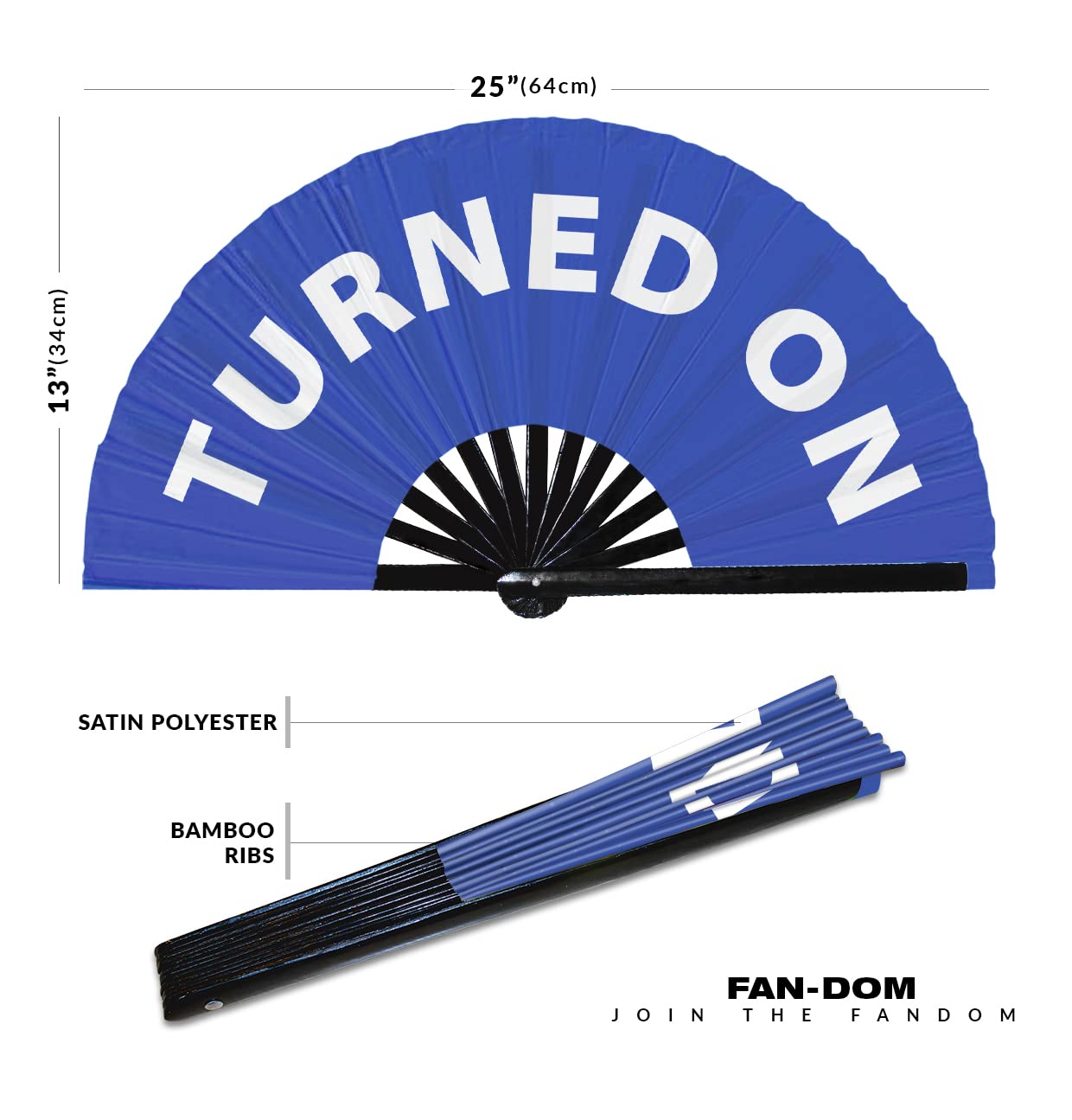 Turned On hand fan foldable bamboo circuit hand fan funny gag slang words expressions statement gifts Festival accessories Rave handheld Circuit event fan Clack fans (Blue)