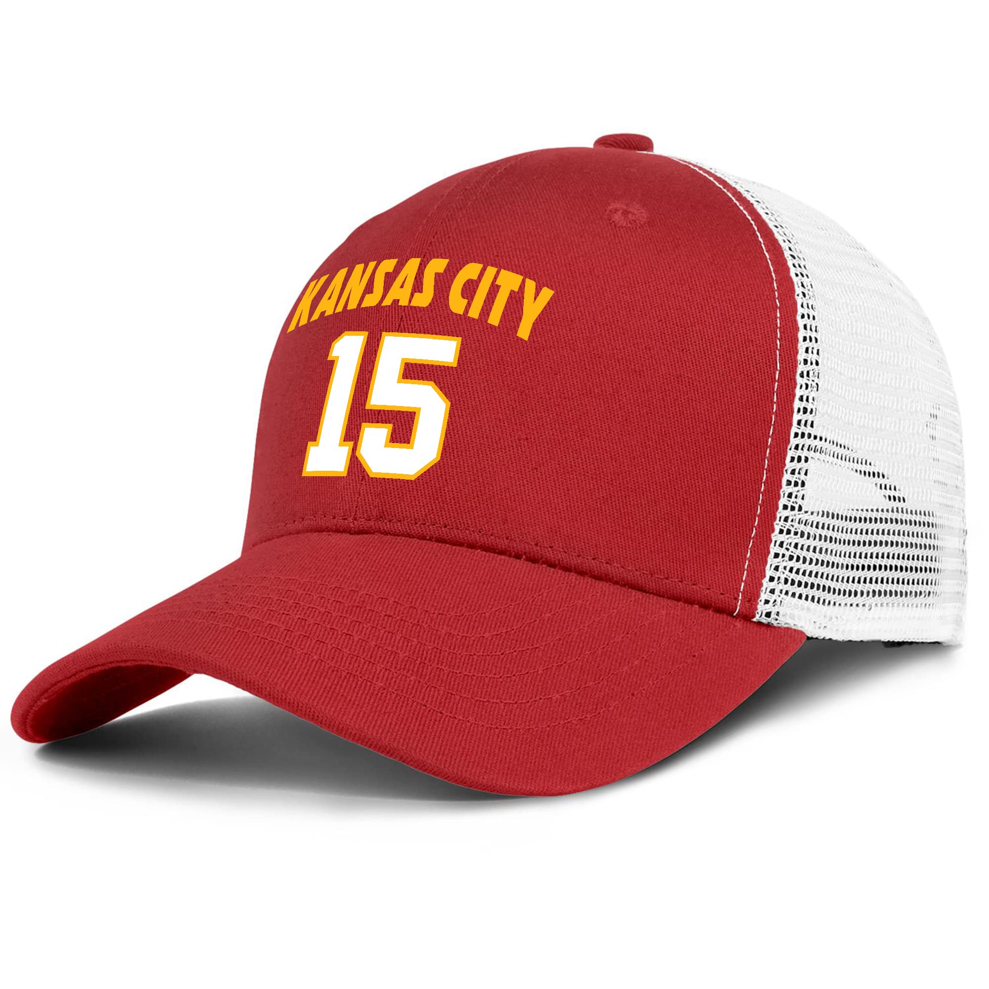 Kansas Red City Hat Gifts Snapback Youth Hat Patrick Red Mahomes Number 15 Embroidered Adjustable Trucker Mesh Hats Men Womens Baseball Cap Gifts