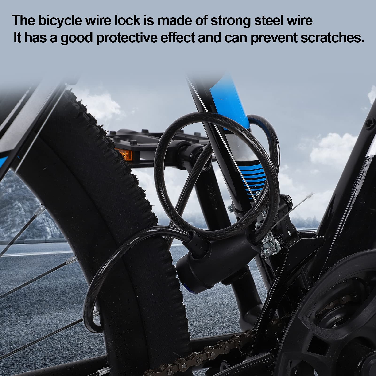 Bicycle Lock, Mountain Bike Bicycle Wire Non Theft Ring Lock Security Cable Lock Bicycle Accessories