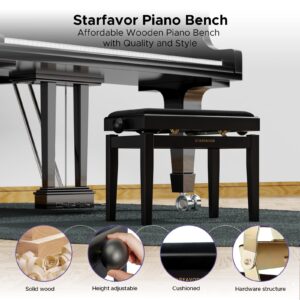 Starfavor 88 Key Weighted Keyboard Piano SP-20, Piano Keyboard 88 Keys Digital Piano with Piano Stand, Electric Piano 88 Keys Weighted with Hammer Action, Bluetooth MIDI & Piano Bench Bundle, Black