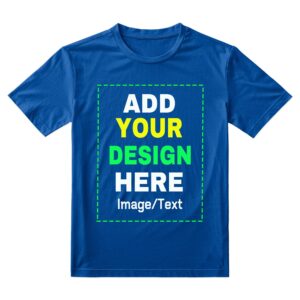 Custom T Shirts for Men, Personalized Tshirts Design Your Own Image Text T-Shirt Cotton Tee Front/Back Print Father Gifts M-Blue