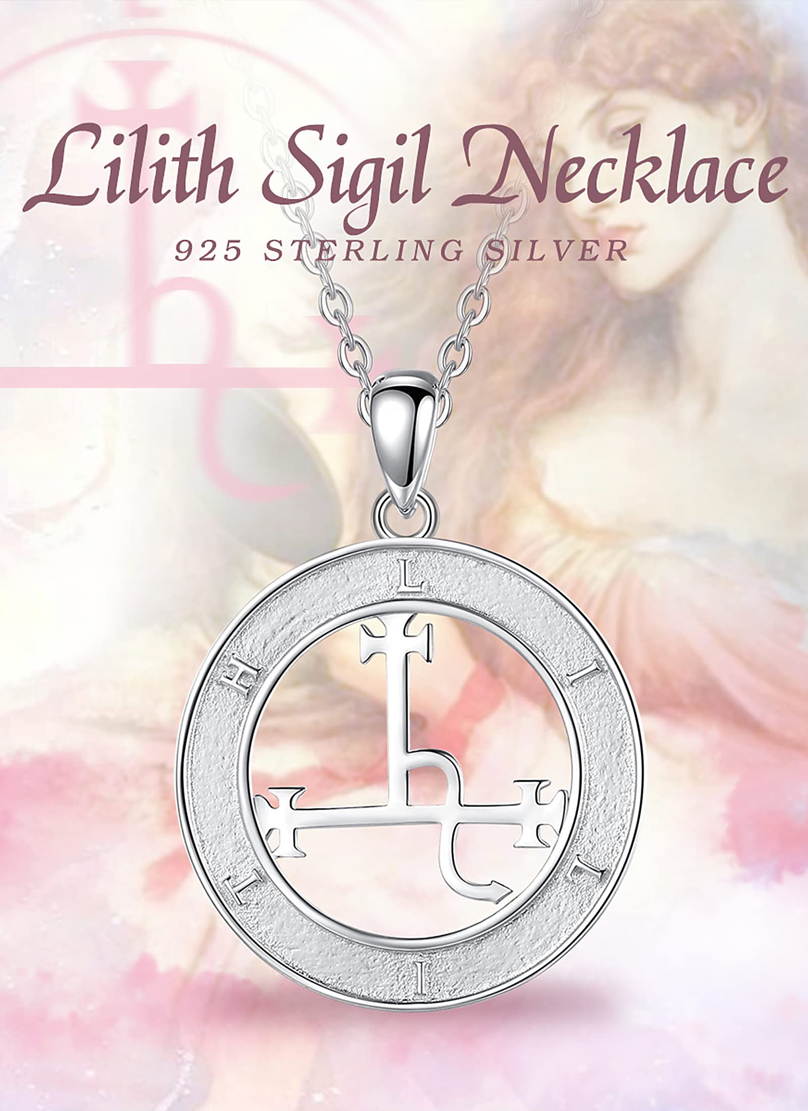 CELESTIA Lilith Necklace for Women Sterling Silver Pegan Jewelry Lilith Sigil Pegan Gifts for Women