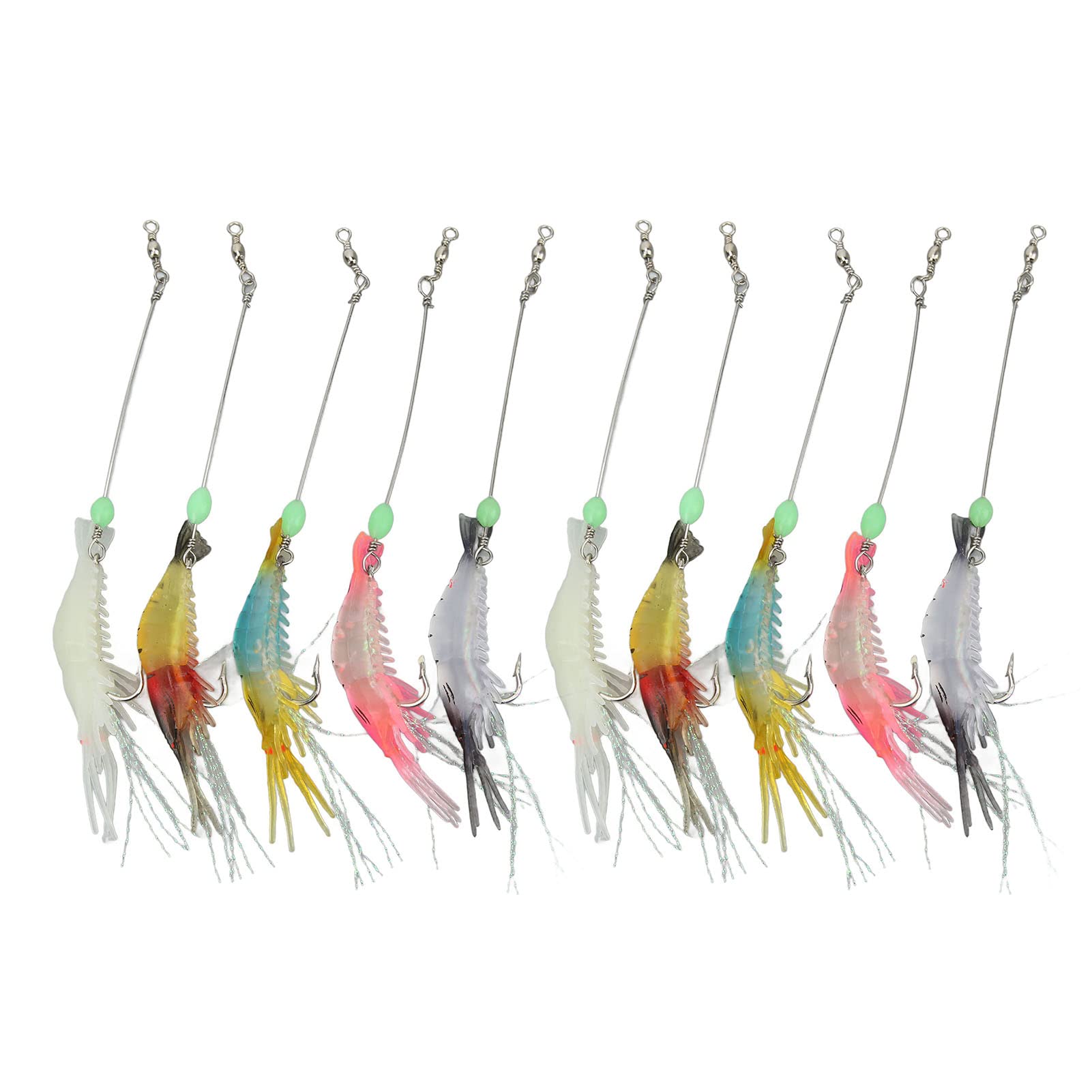 KUIDAMOS Fishing Lures, Fluorescent 5 Colors 10Pcs Soft Soft Shrimp Fishing Tackle for Freshwater Saltwater