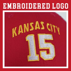 Kansas Red City Hat Gifts Snapback Youth Hat Patrick Red Mahomes Number 15 Embroidered Adjustable Trucker Mesh Hats Men Womens Baseball Cap Gifts