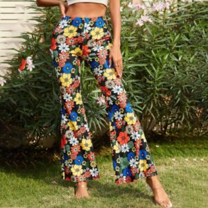 tuduoms Women's Bootcut Yoga Pants Workout High Waist Flare Yoga Leggings Sunflower Print Wide Leg Pants Lounge Bell Bottom Dress Pants Tummy Control Leggings