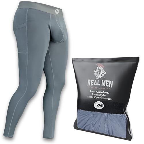 Real Men 28in Modal Leggings D Pouch Med 1pk Gry Modal Mens Tights with Pouch Mens Tights and Leggings Men's Underwear Thermal