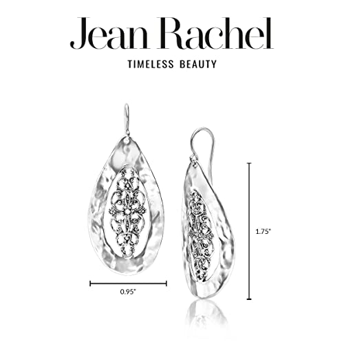 925 Sterling Silver Earrings Large Drop Shape Lace, Oxidized, Stylish, Hypoallergenic, Nickel and Lead-free, Artisan Handcrafted Designer Collection, French Wire Back, Made In Israel, Gift For Her