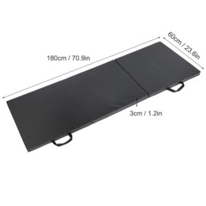 Foldable Sports Fitness Yoga Mat, Exercise Workout Mat 180x60x3cm Black Gym Training Gymnastics Accessories