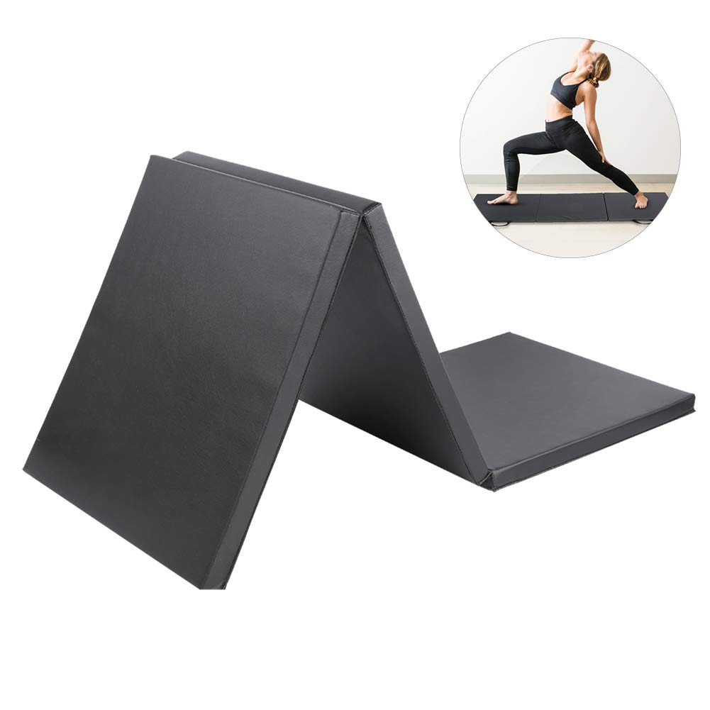 Foldable Sports Fitness Yoga Mat, Exercise Workout Mat 180x60x3cm Black Gym Training Gymnastics Accessories