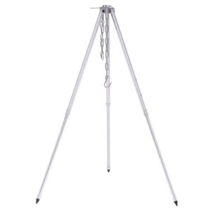 Camping Tripod Cooker 44 LB Load Folding Campfire Cooking Dutch Oven Tripod Grill Stand Open Fire Tripod Adjustable Grill Tripod Cooker Cooking Lantern Tripod Hanger