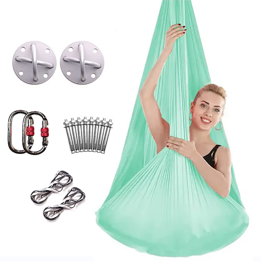 Aerial Yoga Swing Hammock Kit,Micro-bounce Antigravity Yoga Flying Sling Inversion Swing Tools for Home Air Yoga Inversion Fitness,with 2 Nylon Straps and Mounting Accessories