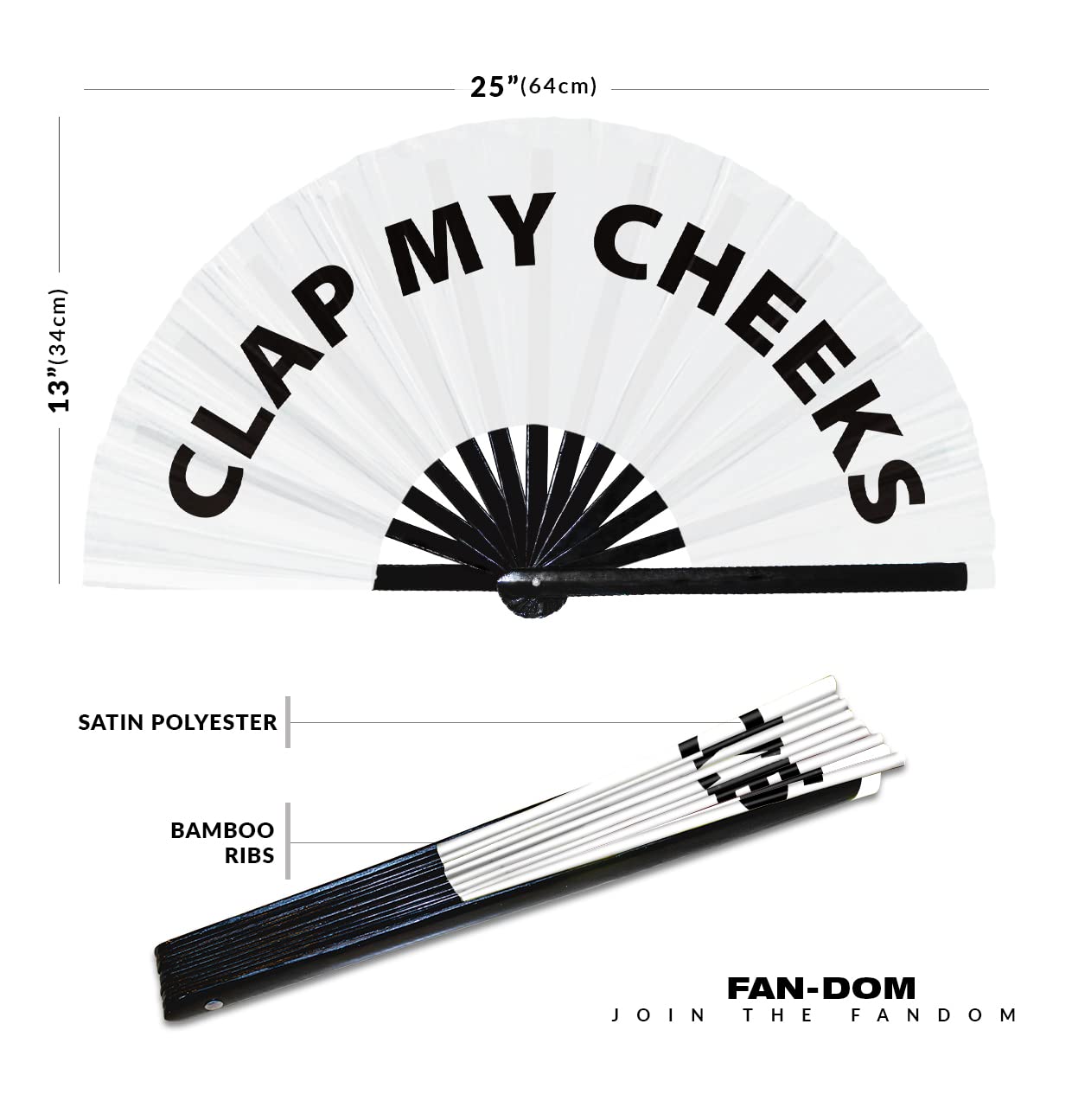 Clap My Cheeks Hand Fan Foldable Bamboo Circuit Hand Fan Funny Gag Slang Words Expressions Statement Gifts Festival Accessories Rave Handheld Circuit Event Fan Clack Fans (White)