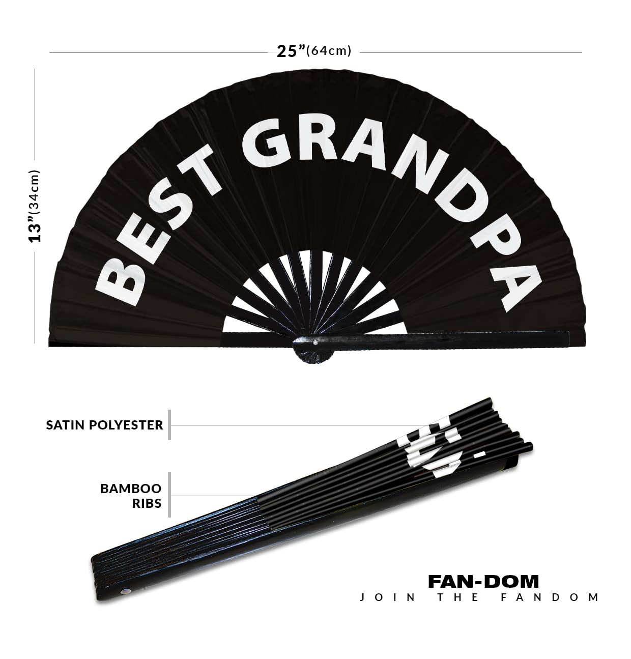 Best Grandpa hand fan foldable bamboo circuit hand fan funny gag slang words expressions statement gifts Festival accessories Rave handheld Circuit event fan Clack fans (Black)