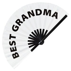 best grandma hand fan foldable bamboo circuit hand fan funny gag slang words expressions statement gifts festival accessories rave handheld circuit event fan clack fans (white)