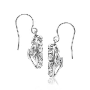 925 Sterling Silver Dangle Earrings Large Cubic Zirconia Antique Style Look, Oxidized, Stylish, Hypoallergenic, Nickel and Lead-free, Artisan Handcrafted Designer, French Wire Back, Made In Israel