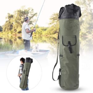 Flbirret Nylon Fishing Tackle Storage Bag w/Reversible Zipper, Portable Durable Multifunction Reversible Zipper Outdoor Rod Tools