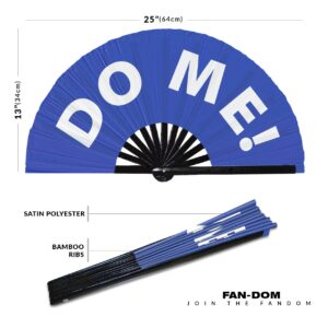 Do Me! hand fan foldable bamboo circuit hand fan funny gag slang words expressions statement gifts Festival accessories Rave handheld Circuit event fan Clack fans (Blue)